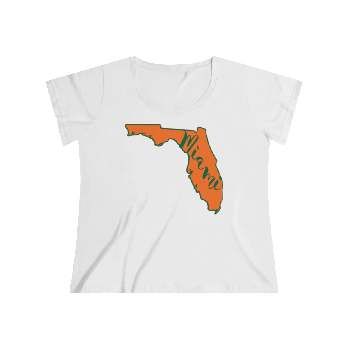 Miami Hurricanes Inspired State Outline Women's Curvy Tee