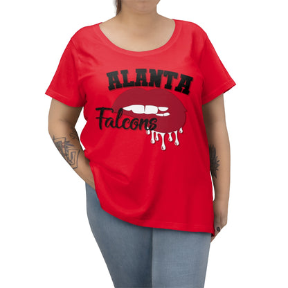 Atlanta Falcons inspired Football Dripping Lips Women's Curvy Tee