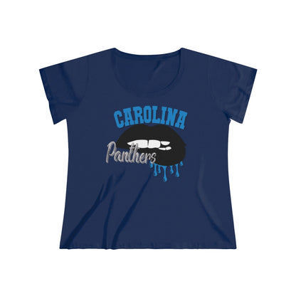 Carolina Panthers inspired Football Dripping Lips  Women's Curvy Tee