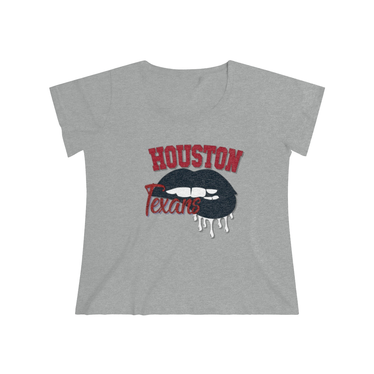 Houston Texans inspired Football Dripping Lips  Women's Curvy Tee