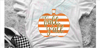 It's Fall Y'all Pumpkin Women's V-neck Tee shirt. Black/White or Orange/White with Glitter