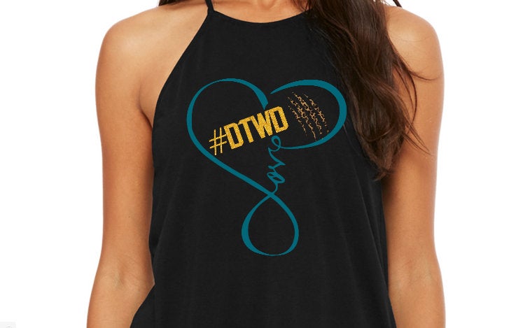 #DTWD Infinity Heart Love Jacksonville Jaguars inspired Flowy Women's High Neck Tank Top