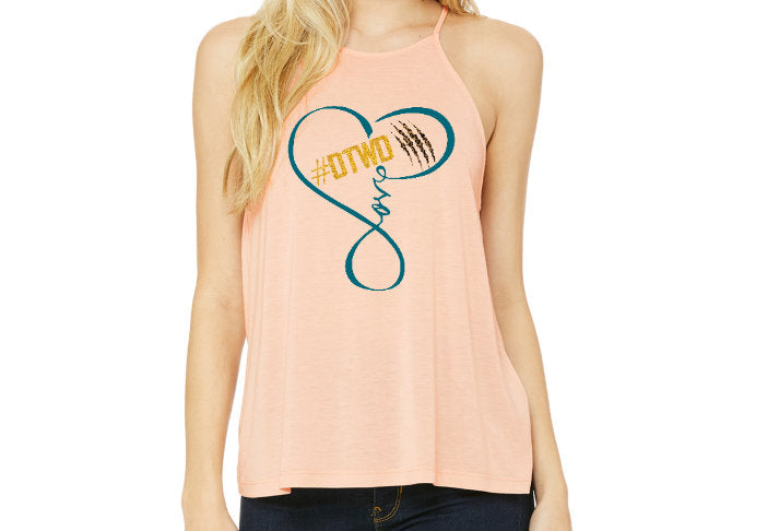 #DTWD Infinity Heart Love Jacksonville Jaguars inspired Flowy Women's High Neck Tank Top