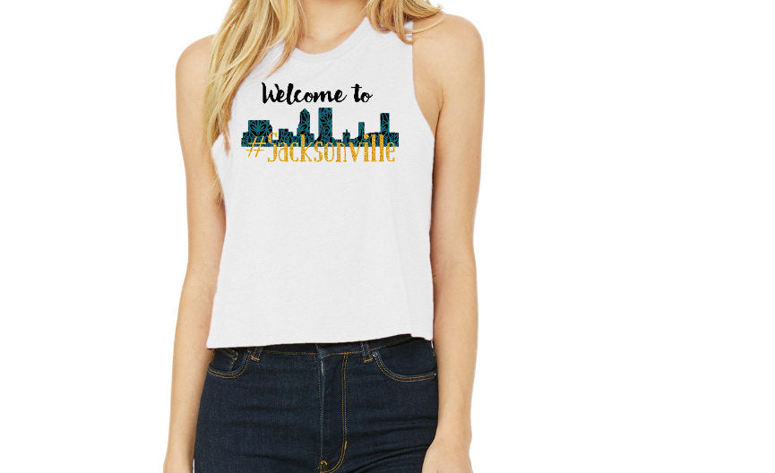 Welcome to #Sacksonville Jacksonville Jaguars inspired women's Crop Top Tank Top T-shirts