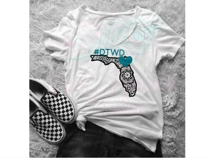Florida Mandala #DTWD Jacksonville Jaguars inspired women's short sleeve v-neck tee shirt