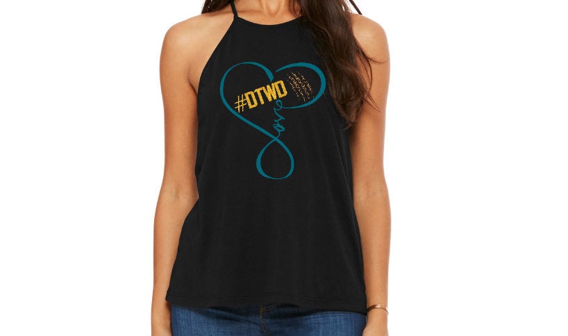 #DTWD Infinity Heart Love Jacksonville Jaguars inspired Flowy Women's High Neck Tank Top