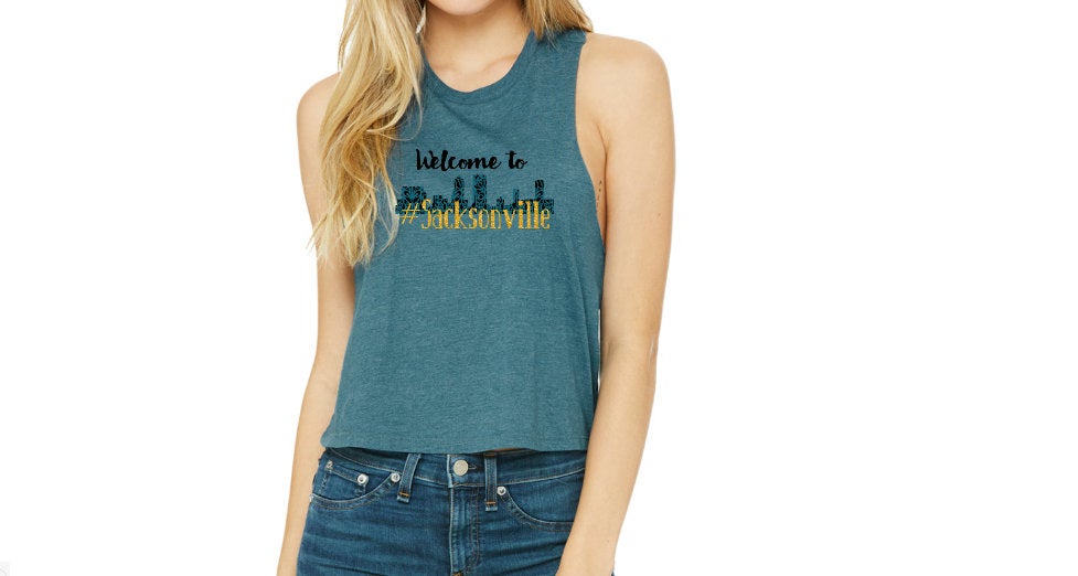 Welcome to #Sacksonville Jacksonville Jaguars inspired women's Crop Top Tank Top T-shirts