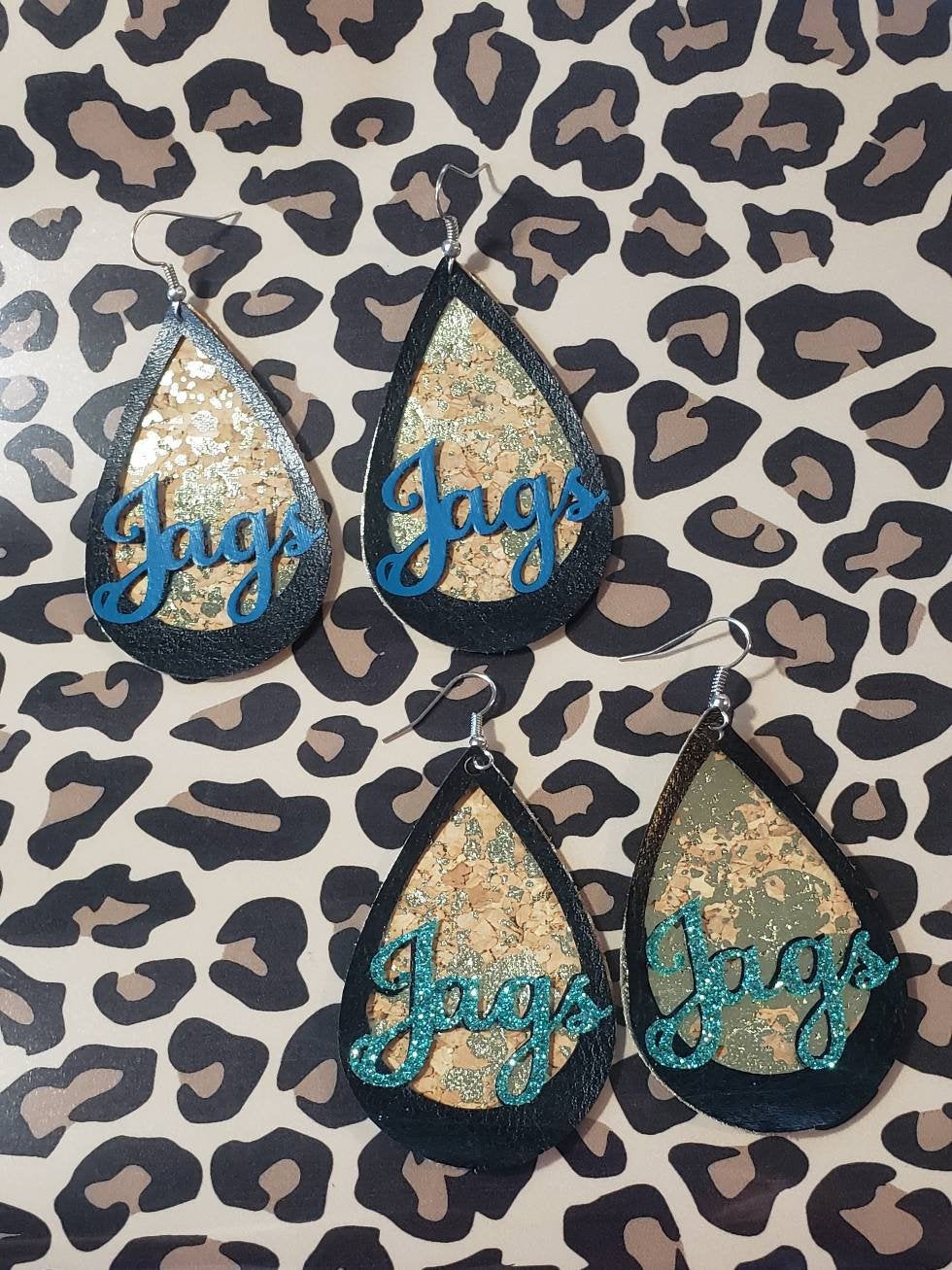 Jacksonville Jaguars inspired Faux cork & leather earring with metallic accents